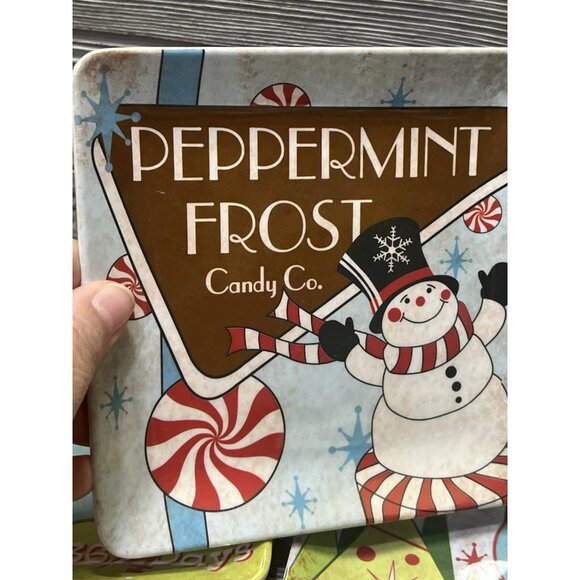 Eco Bamboo Retro Santa Christmas Cookie Plates 6" Set of 4 Holiday Serving - Picture 3 of 6